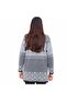 Women's Short Black and White Patterned Buttoned Knitwear Winter Mother Cardigan with Pockets - 4