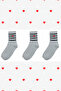 Heart Striped College 3-Piece Cotton Socks - 3