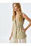 Belted lapel collar double breasted long blazer vest. - 2