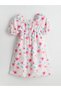 Lcw Kids Pink Square Neck Floral Girl's Dress