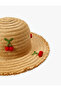 Straw Hat with Cherry Applique Detail - 3