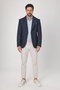 Classo Men's Light Navy Slim Fit Peaked Lapel Self Pattern Blazer Jacket - 6