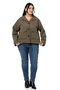 Plus Size Stand Collar Cover Bag Pocket Lined Short Khaki Trench Coat - 6