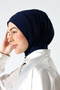 Women's Snap-Tie Hijab Ready-To-Wear Practical Shawl Navy Blue - 4