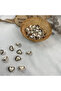 Black Detailed Gold Bottom Sewing Button with Heart Pattern Pearls 17.8mm 28" (12Pcs) - 4