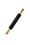 Set of 2 Black 45X65 cm Silicone Dough Rolling Mat and Black Silicone Roller 42 cm - 3