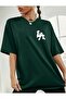 La Printed Cotton Combed Cotton Round Neck Green T-Shirt