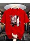 Wolt Printed Unisex Red Cotton Combed Cotton T-Shirt - Comfortable Fit