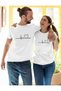 Heart Rhythm 2-Piece Lover Combination Printed Cotton Combed White T-Shirt