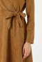 Apsen Women's Tan Suede Belted Double Breasted Collar Detailed Flared Midi Length Winter Dress 4407-110 - 7