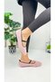 Daily Women's Powder Ballerinas Plush Rubber Detailed Oval Toe Comfortable Lightweight Shoes 373 - 8