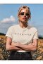 Dreamer Printed Women's Comfortable Fit Cotton Combed Cotton Short Sleeve Round Neck Beige T-Shirt