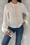 Women's Ecru Stand Collar Lace Detailed Blouse