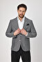 Vitao Men's Black Italian Striped Linen Blended Spring-Summer Blazer Jacket