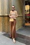 Elastic Waist Satin Skirt - BROWN - 2