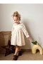 Ecru Scalloped Cotton Lined Flower Detailed Baby Collar Baby Girl Dress - 4