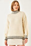 Women's Ecru Black Casual Patterned Knitwear Sweater 20247560 - 2