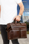 Men's Brown Genuine Leather Briefcase Laptop Bag Brown (En: 38cm Size:26Cm)