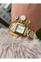 20*20 Mmkasa, Yellow Color Steel Cord,Yellow Square Dial with Stones Women Wristwatch+Bracelet Gift - 3