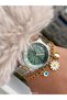 Green Dial Design Women's Wristwatch and Bracelet Set with 35mm Yellow Silver Color Steel Band - 5