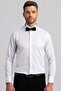 Men's White Slim Fit Ata Collar Long Sleeve Shirt - 2