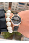 35 mm Case, Smoked Color Steel Band, Stylish Design Stone Dial Women's Wristwatch+Bracelet - 5