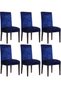 Silk Velvet 6-Piece Chair Cover Lycra Elastic Velvet Chair Cover (6 PCS) - Navy Blue