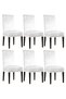 Silk Velvet 6-Piece Chair Cover Lycra Elastic Velvet Chair Cover (6 PCS) - White