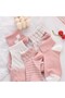 Women's Pink Patterned Half Socks College Socks Set - 5 Pairs