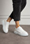 White Lace-Up Pearl Detailed Chunky Sole Sneakers