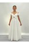 Girl's Cream Strap Shoulder Detailed Sparkly Tulle Long Evening Dress 10-15 Years - 2