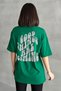 Women's Green Good Things Printed Crew Neck Oversize T-Shirt
