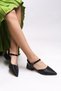 Heilleia Women's Open Back Pointed Toe Heeled Shoes 0012335   Black Textured - 2