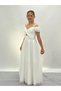 Girl's Cream Strap Shoulder Detailed Sparkly Tulle Long Evening Dress 10-15 Years