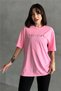 Women's Pink Decision Printed Crew Neck Oversize T-Shirt