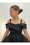 Girl's Evening Dress Long Black Strap Chiffon Evening Dress 10-15 Years Old - 3