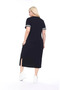 Women's Plus Size V-Neck Sporty Striped Sleeve Detail Viscon Combed Cotton Stylish Dress - 6