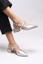 Giselvara Women's Open Back Pointed Toe Heeled Shoes 0012341 Silver Skin - 3