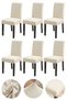 Bamboo Nano Fabric Lycra Washable 6-Piece Chair Cover Elastic Chair Cover (6 PCS) - Cream