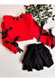 Girl's Suit with Ribbon Sleeves and Skirt - 3