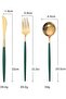 6-Person Gold Green Stainless Steel 18-Piece Round-Form Fork Knife Spoon Set - 3