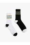 Slogan Embroidered 2-Piece Sock Set - 2