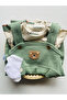 Nafitto Teddy Bear Embroidered Baby Boy Waffle Green Salopet (with Sock Gift) - 2