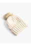 Knitted Beret with Plush Pompom - 2