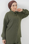 T5858 Knitted Hijab Double Set - Khaki - 4