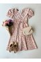 Women's Vintage Large Collar Powder Floral Poplin Dress - 3