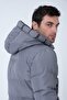 Men's Hooded Age Of State Printed Puffer Coat Smoked - 3