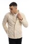 Men's Winter Diamond Patterned Long Basic Ecru Jacket - 2