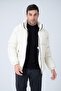 Men's Raglan Sleeve Stand Collar Age Of State Printed Coat Ecru