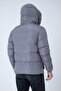 Men's Hooded Age Of State Printed Puffer Coat Smoked - 5